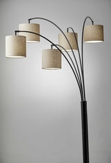 82" Black Five Light Tree Floor Lamp With Beige Solid Color Drum Shade - Homeroots - Flyclothing LLC