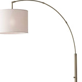 74" Brass Arc Floor Lamp With Off White Solid Color Drum Shade - Homeroots