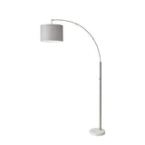 Reading Nook Floor Lamp Brushed Steel Arc Arm Adjustable Grey Fabric Shade - Homeroots - Flyclothing LLC