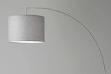 Reading Nook Floor Lamp Brushed Steel Arc Arm Adjustable Grey Fabric Shade - Homeroots - Flyclothing LLC