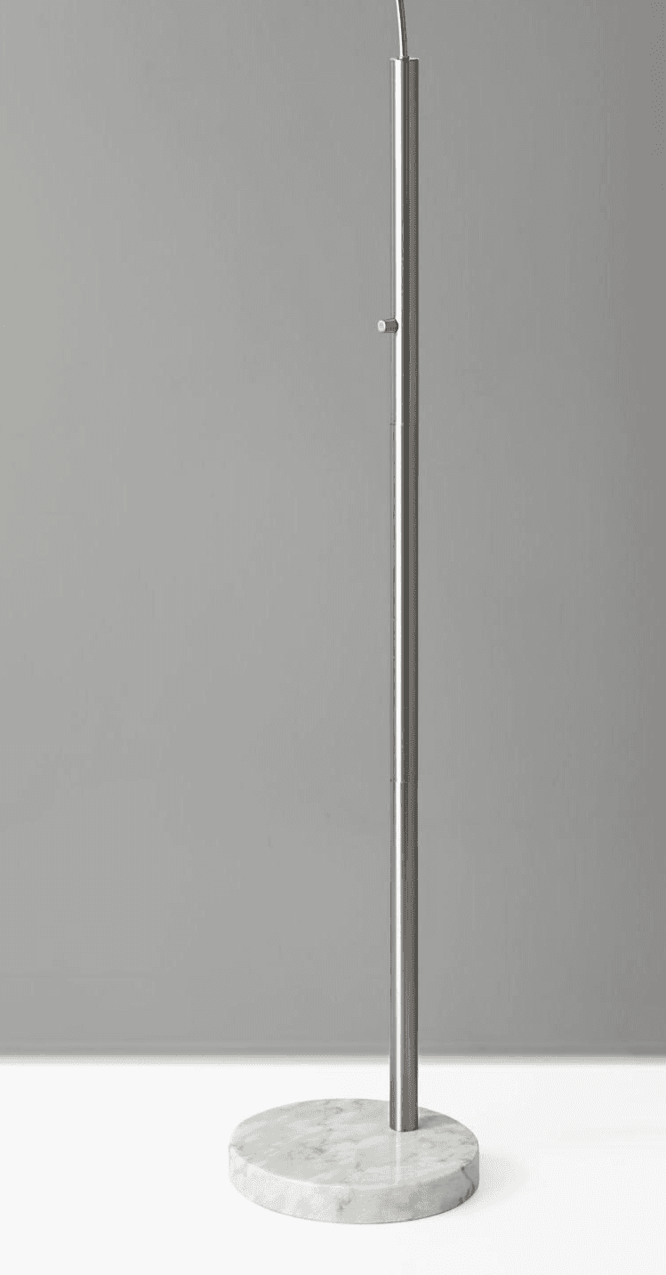 Reading Nook Floor Lamp Brushed Steel Arc Arm Adjustable Grey Fabric Shade - Homeroots - Flyclothing LLC
