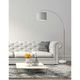 Reading Nook Floor Lamp Brushed Steel Arc Arm Adjustable Grey Fabric Shade - Homeroots - Flyclothing LLC