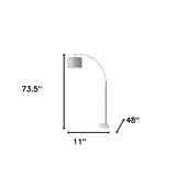 Reading Nook Floor Lamp Brushed Steel Arc Arm Adjustable Grey Fabric Shade - Homeroots - Flyclothing LLC