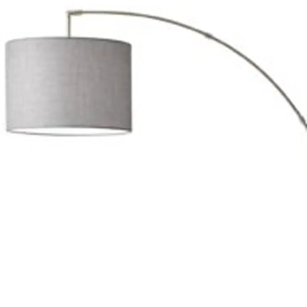 Reading Nook Floor Lamp Brushed Steel Arc Arm Adjustable Grey Fabric Shade - Homeroots - Flyclothing LLC