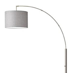 Reading Nook Floor Lamp Brushed Steel Arc Arm Adjustable Grey Fabric Shade - Homeroots