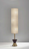 59" Brass And Wood Textured Cylinder Beige Floor Lamp - Homeroots