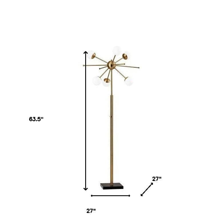 64" Brass Six Light Novelty Floor Lamp - Homeroots - Flyclothing LLC