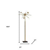 64" Brass Six Light Novelty Floor Lamp - Homeroots