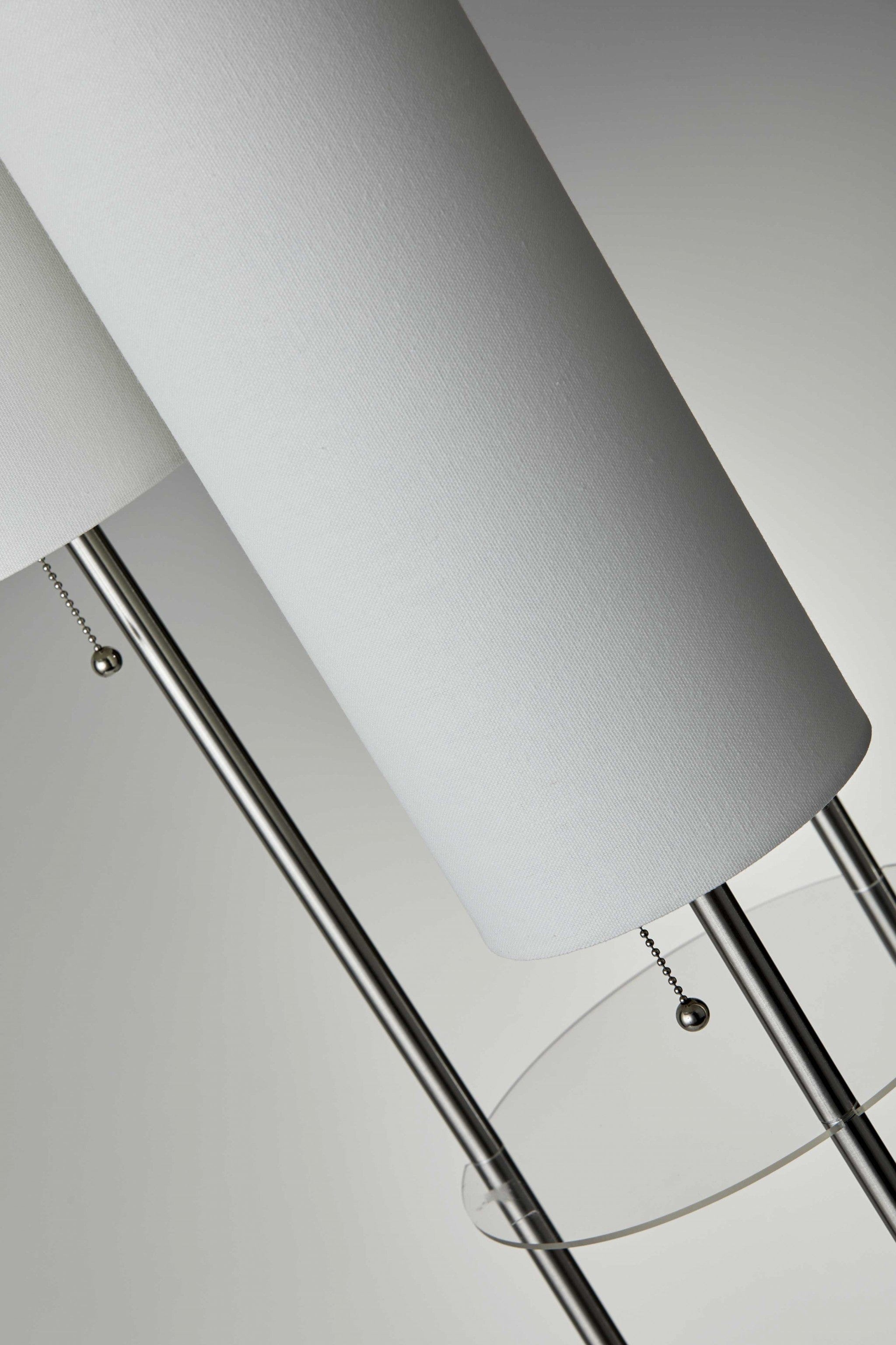 68" Steel Three Light Floor Lamp With White Linen Cylinder Shades - Homeroots - Flyclothing LLC