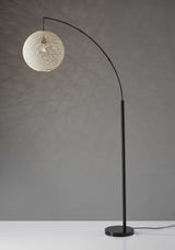 77" Antiqued Bronze Arched Floor Lamp With Groovy Beige Abstract Wicker Globe Shade - Homeroots - Flyclothing LLC