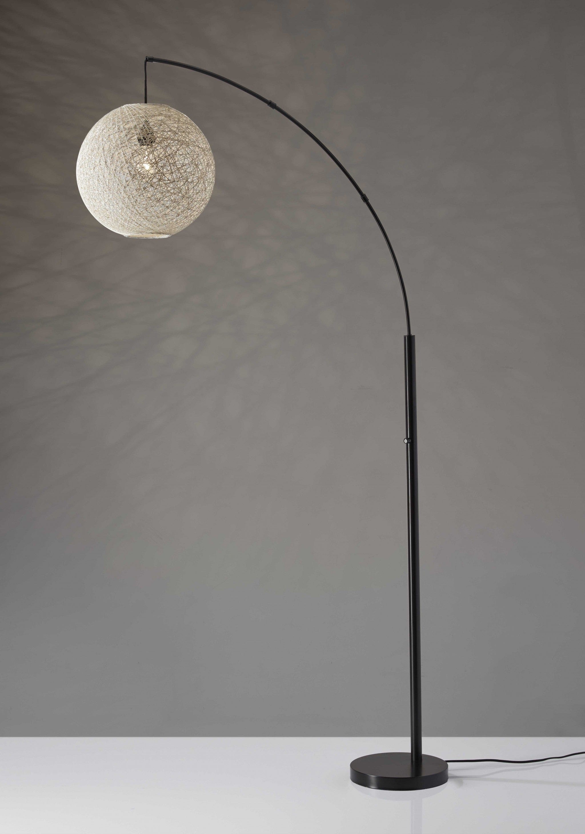 77" Antiqued Bronze Arched Floor Lamp With Groovy Beige Abstract Wicker Globe Shade - Homeroots - Flyclothing LLC