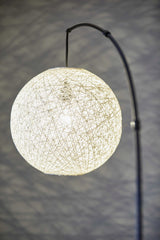 77" Antiqued Bronze Arched Floor Lamp With Groovy Beige Abstract Wicker Globe Shade - Homeroots - Flyclothing LLC