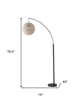 77" Antiqued Bronze Arched Floor Lamp With Groovy Beige Abstract Wicker Globe Shade - Homeroots - Flyclothing LLC