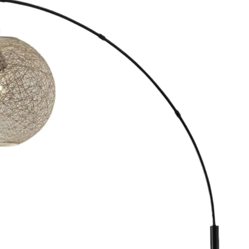 77" Antiqued Bronze Arched Floor Lamp With Groovy Beige Abstract Wicker Globe Shade - Homeroots - Flyclothing LLC