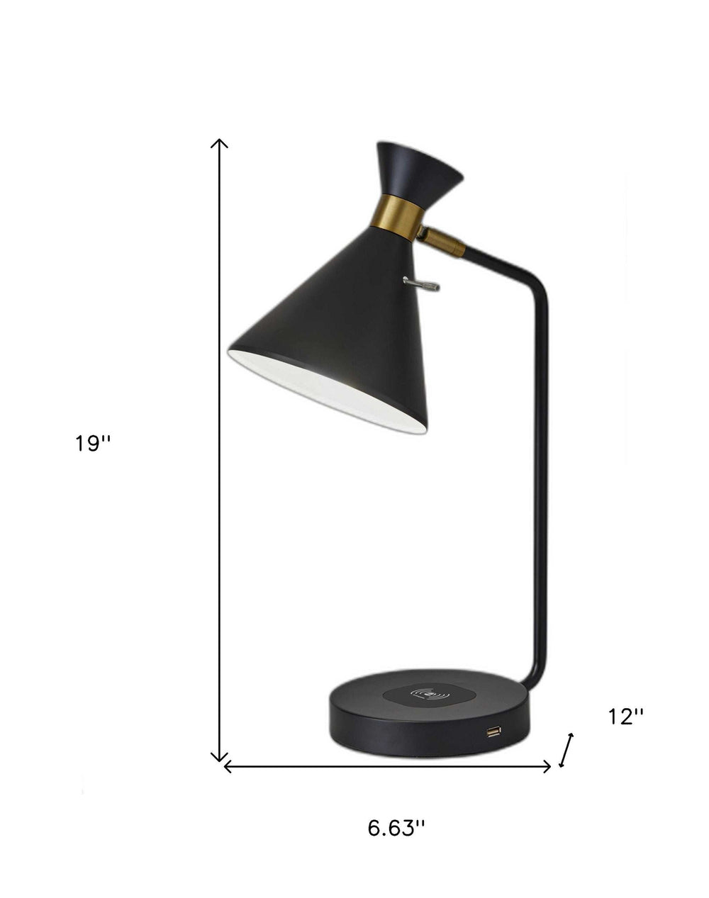 Asymmetrical Diabolo Black Metal Desk Lamp - Homeroots - Flyclothing LLC