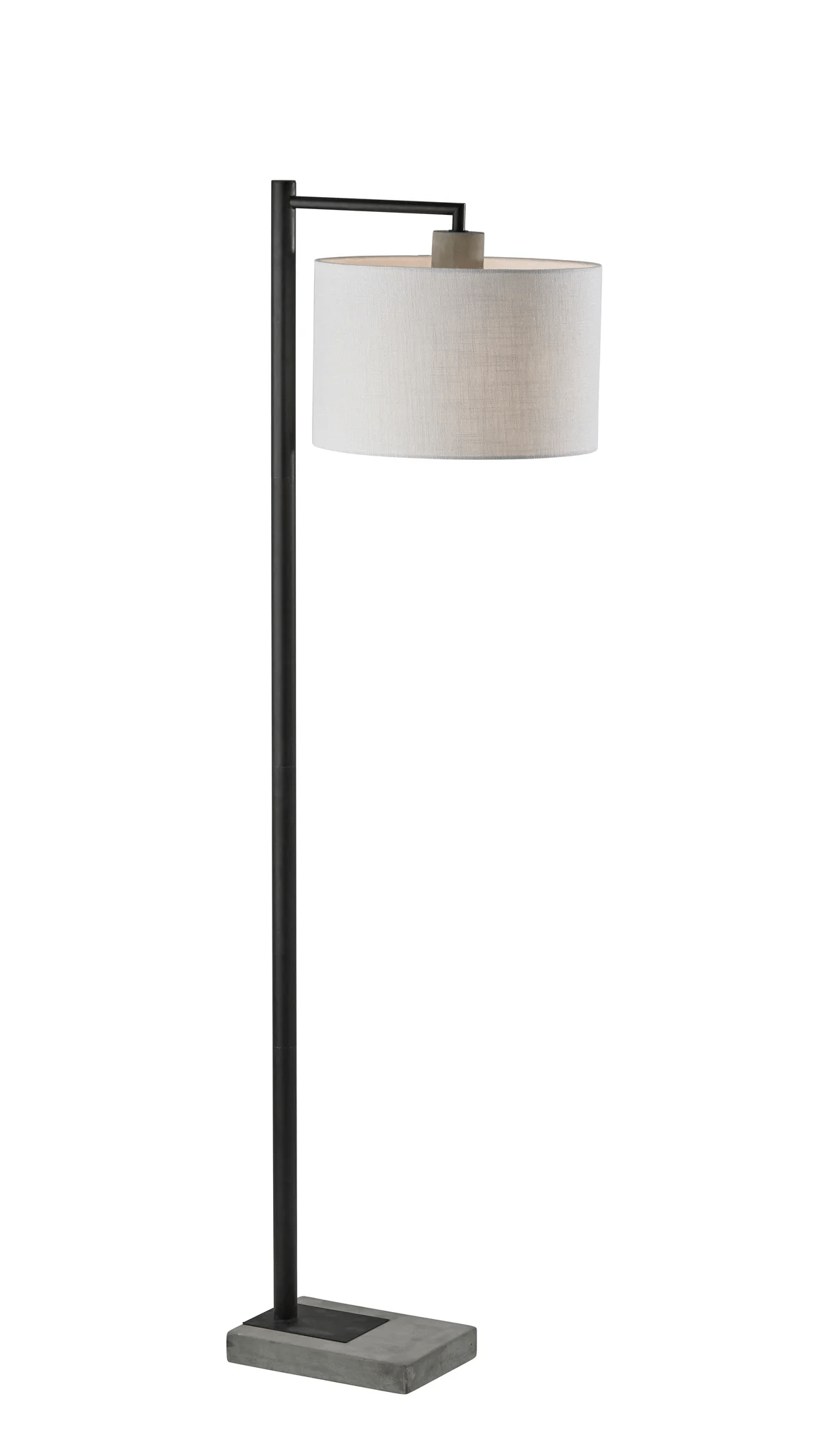 61" Grey And Black Arc Floor Lamp With White Fabric Drum Shade - Homeroots - Flyclothing LLC