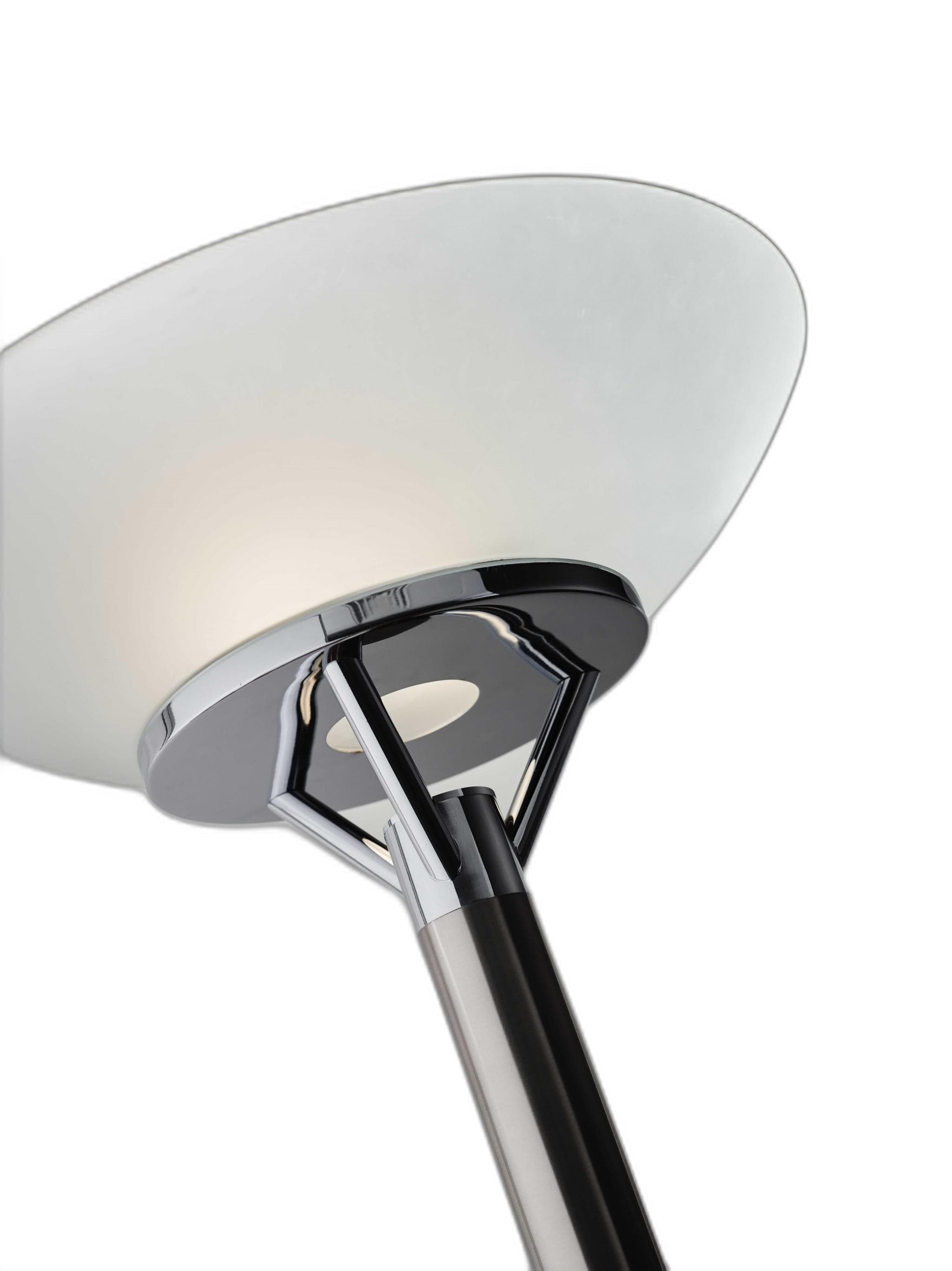 Frosted Glass Shade Uplighting Torchiere In Brushed Steel - Homeroots
