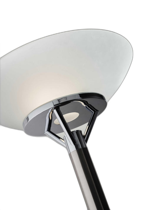 Frosted Glass Shade Uplighting Torchiere In Brushed Steel - Homeroots