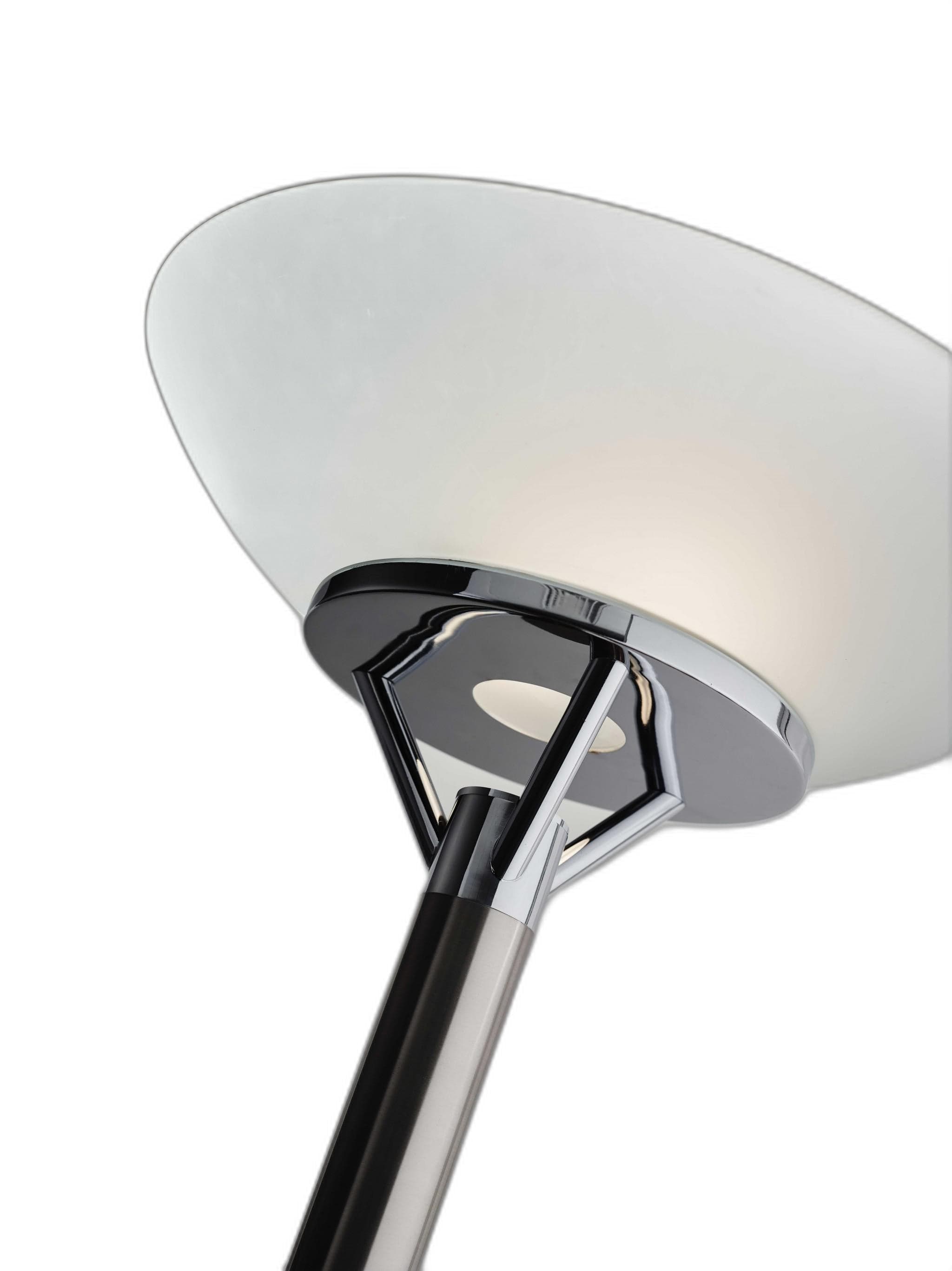 Frosted Glass Shade Uplighting Torchiere In Brushed Steel - Homeroots