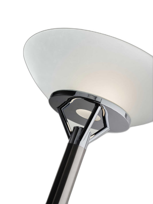 Frosted Glass Shade Uplighting Torchiere In Brushed Steel - Homeroots