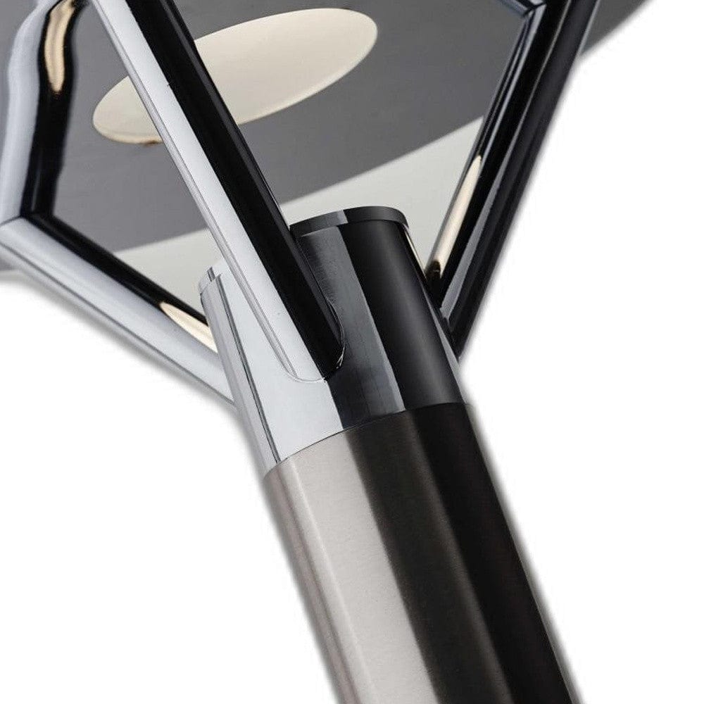 Frosted Glass Shade Uplighting Torchiere In Brushed Steel - Homeroots