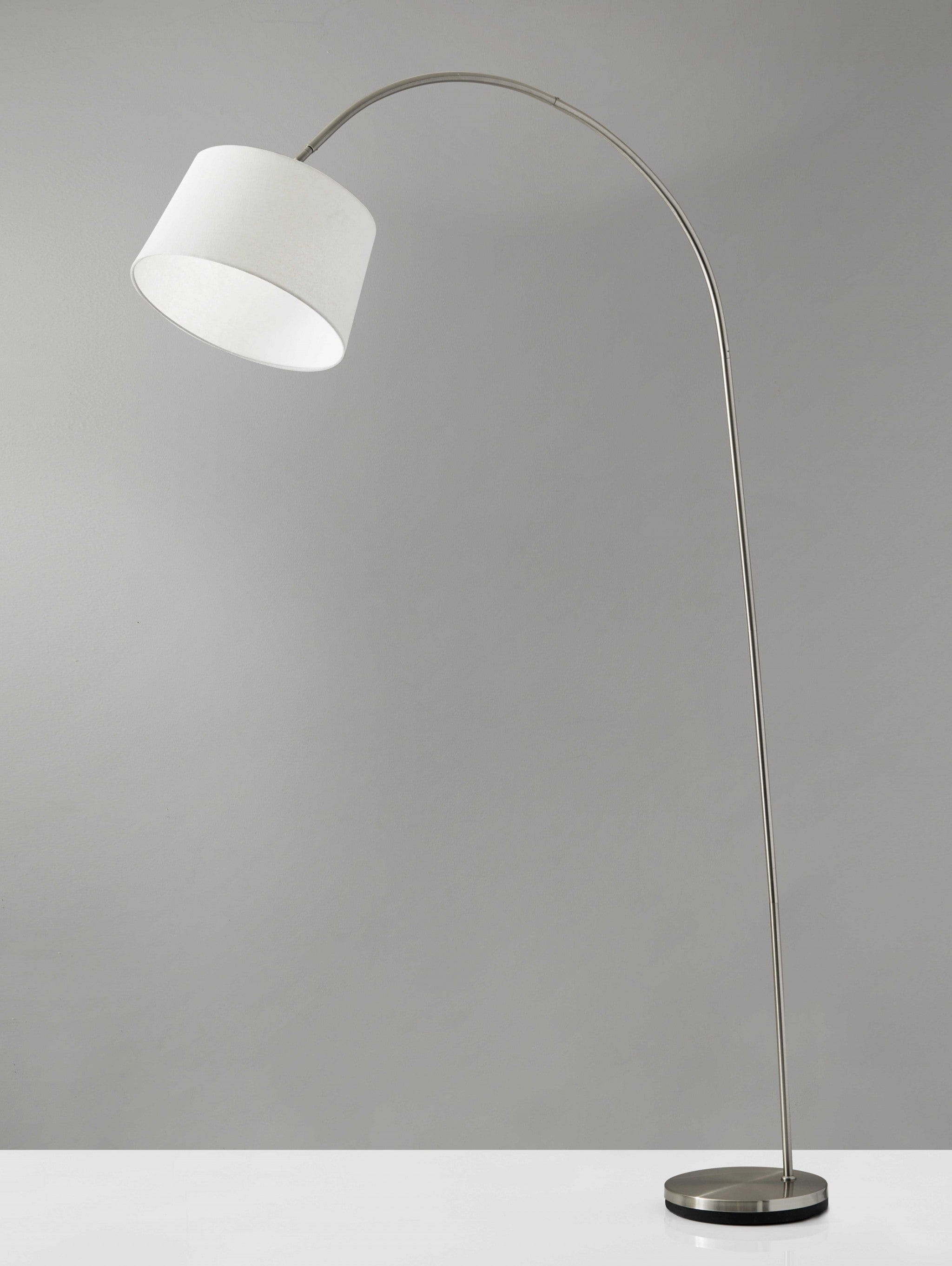 83" Steel Arc Floor Lamp With White Solid Color Empire Shade - Homeroots - Flyclothing LLC