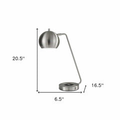 21" Silver Metal Desk Table Lamp With Silver Shade