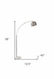 78" Steel Arc Floor Lamp With Silver Solid Color Bowl Shade - Homeroots