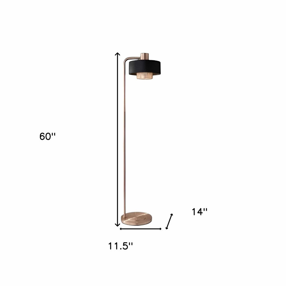 60" Copper Task Floor Lamp With Black Metal Drum Shade - Homeroots - Flyclothing LLC