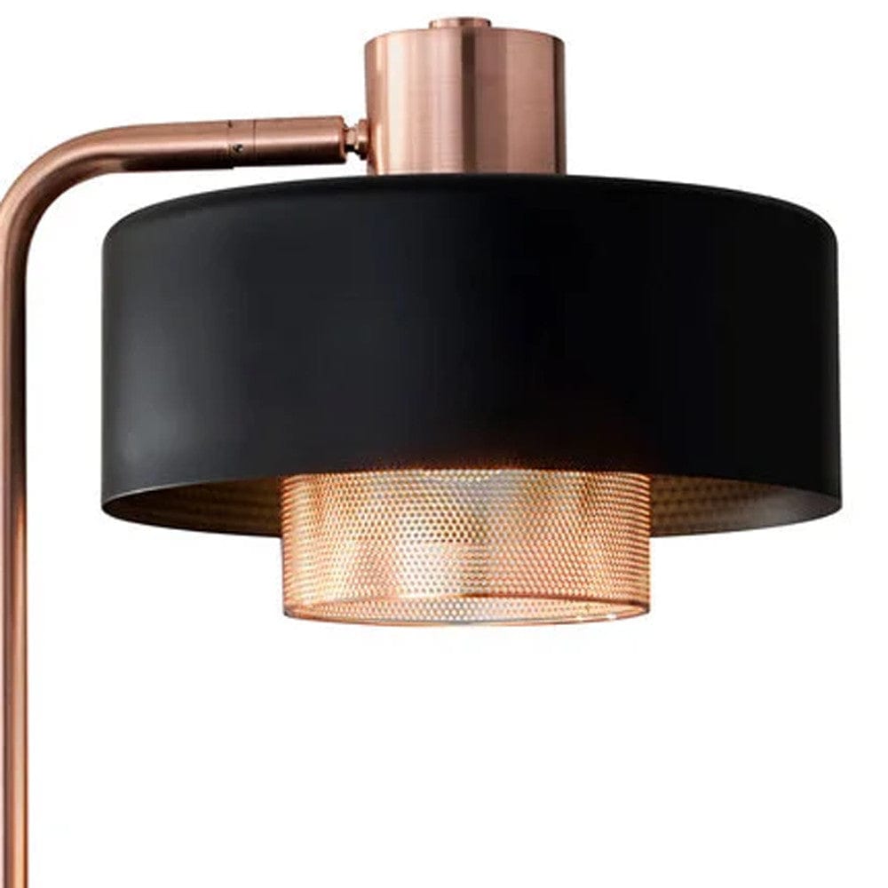 60" Copper Task Floor Lamp With Black Metal Drum Shade - Homeroots - Flyclothing LLC