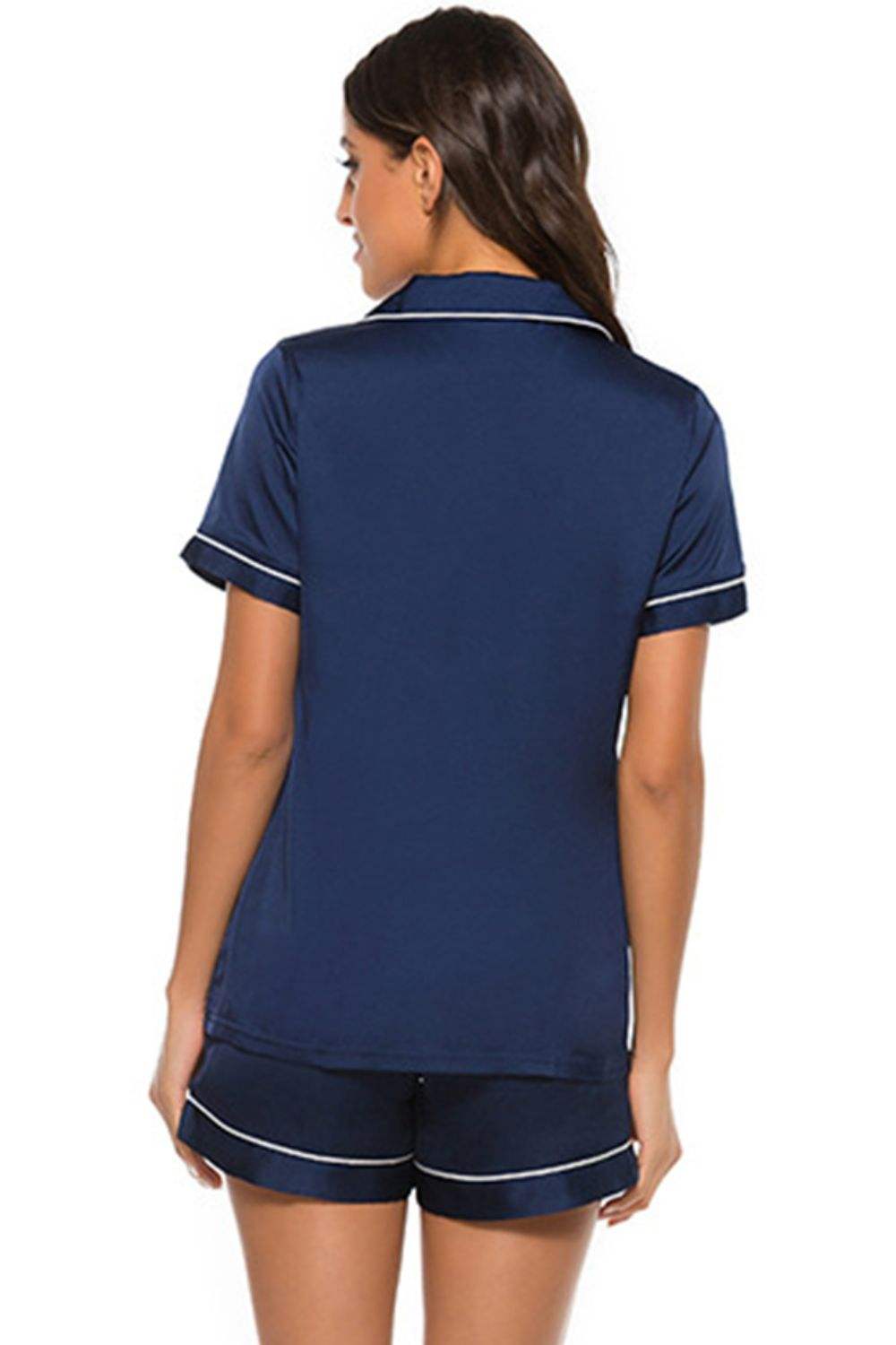 Printed Button Up Short Sleeve Top and Shorts Lounge Set - Trendsi - Flyclothing LLC