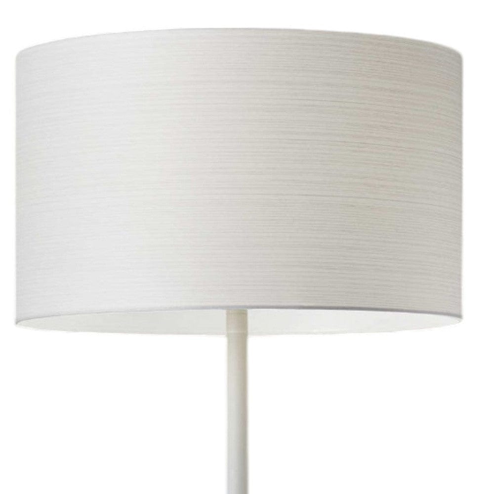 60" White Metal Floor Lamp With White Drum Shade - Homeroots - Flyclothing LLC