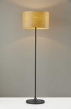 60" Black Traditional Shaped Floor Lamp With Brown Drum Shade - Homeroots
