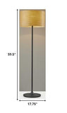 60" Black Traditional Shaped Floor Lamp With Brown Drum Shade - Homeroots