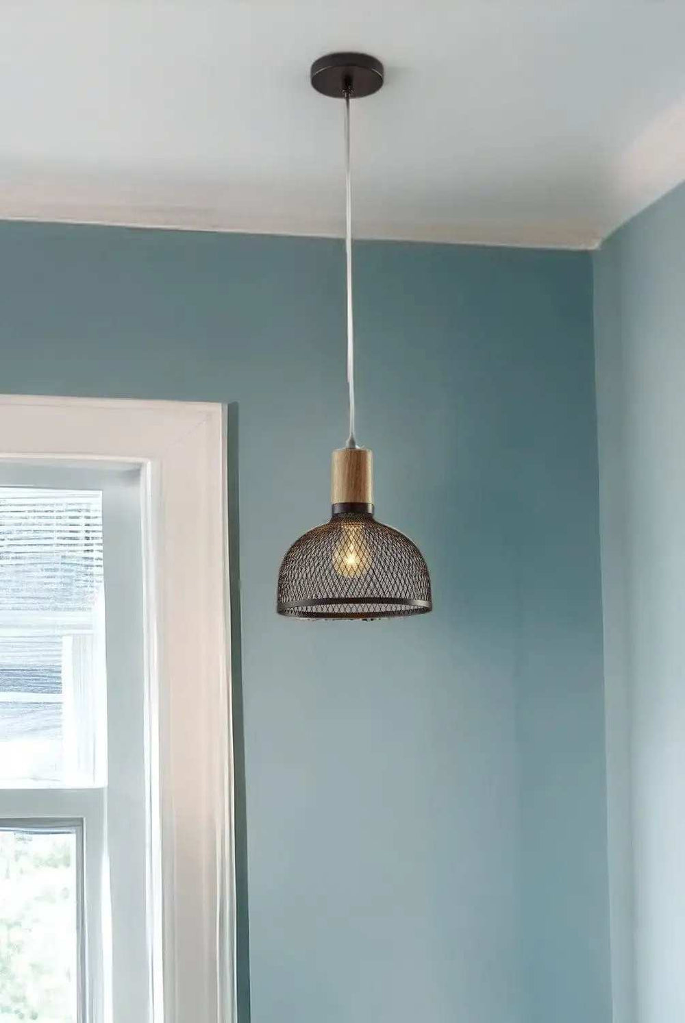 Caged Black Metal Small Ceiling Pendant - Homeroots - Flyclothing LLC