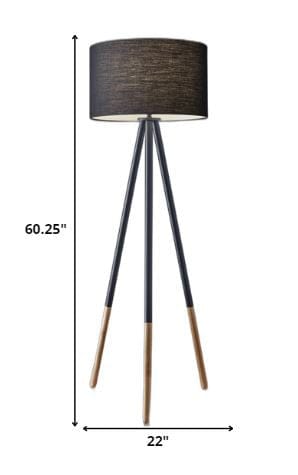 60" Black Tripod Floor Lamp With Black Drum Shade - Homeroots - Flyclothing LLC