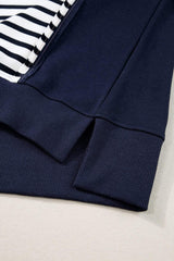 Exposed Seam Striped Long Sleeve Sweatshirt - Trendsi - Flyclothing LLC