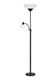 71" Two Light Torchiere Floor Lamp With White Acrylic Bowl Shades - Homeroots