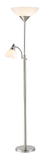 71" Two Light Torchiere Floor Lamp With White Acrylic Bowl Shades - Homeroots