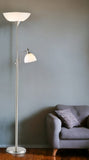 71" Two Light Torchiere Floor Lamp With White Acrylic Bowl Shades - Homeroots
