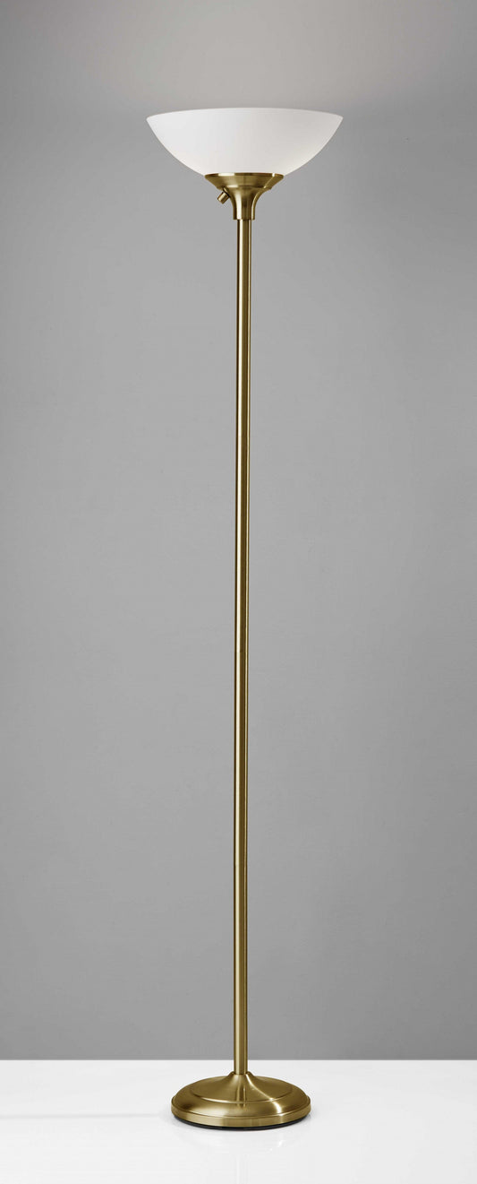 Shiny Antiqued Brass Metal Torchiere Floor Lamp - Homeroots