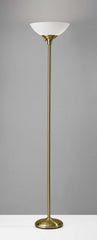 Shiny Antiqued Brass Metal Torchiere Floor Lamp - Homeroots