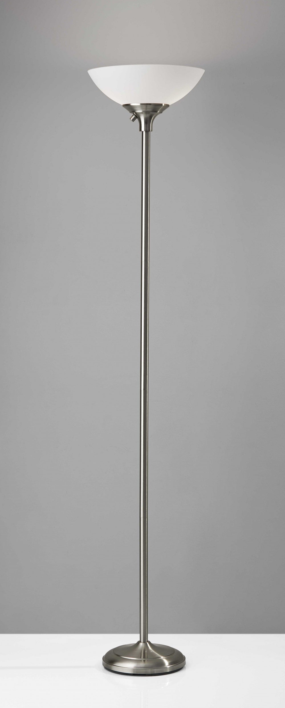 Tailored Satin Steel Metal Torchiere With Bright Illumination - Homeroots