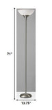 Tailored Satin Steel Metal Torchiere With Bright Illumination - Homeroots