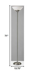 Tailored Satin Steel Metal Torchiere With Bright Illumination