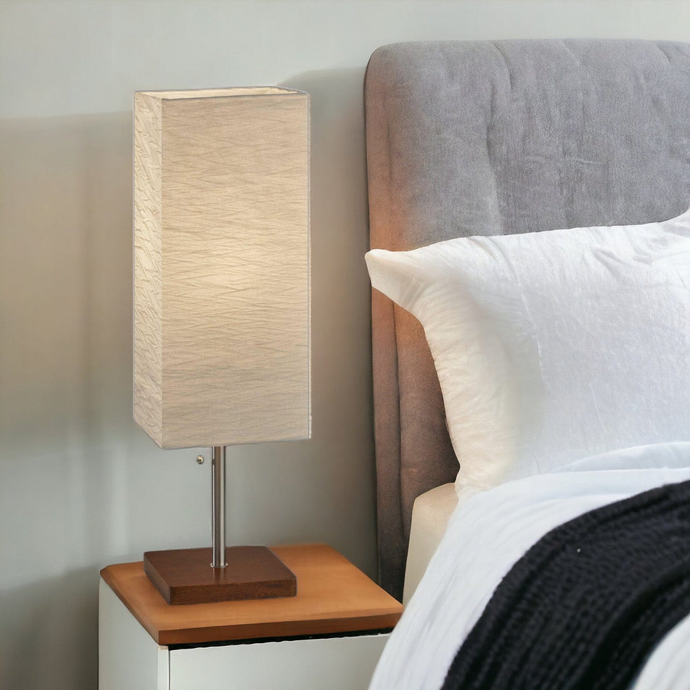 Wildside Paper Shade With Walnut Wood Table Lamp - Homeroots