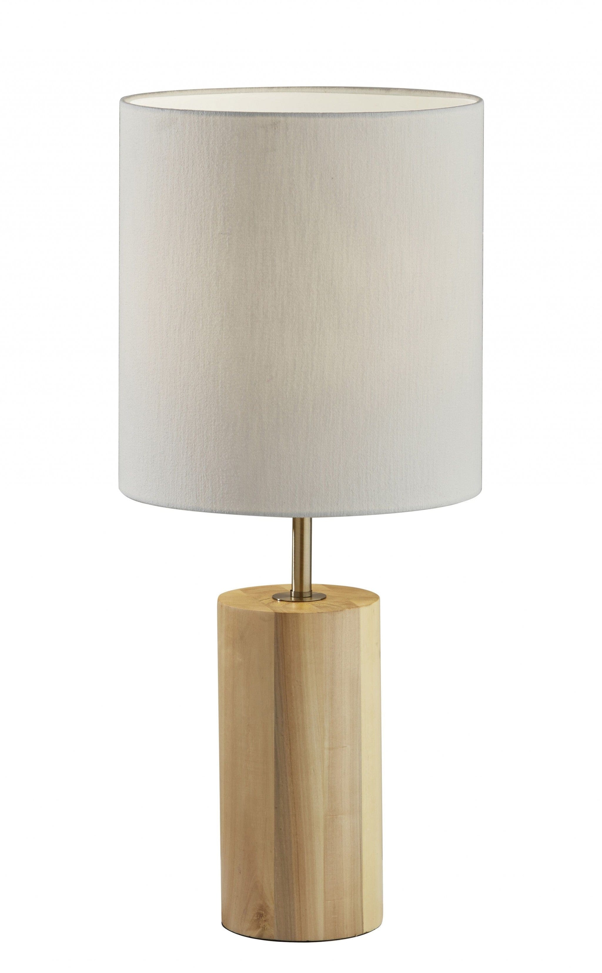 Natural Wood Circular Block Table Lamp - Homeroots