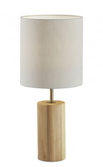 Natural Wood Circular Block Table Lamp - Homeroots