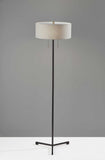 60" Black Traditional Shaped Floor Lamp With White Drum Shade - Homeroots