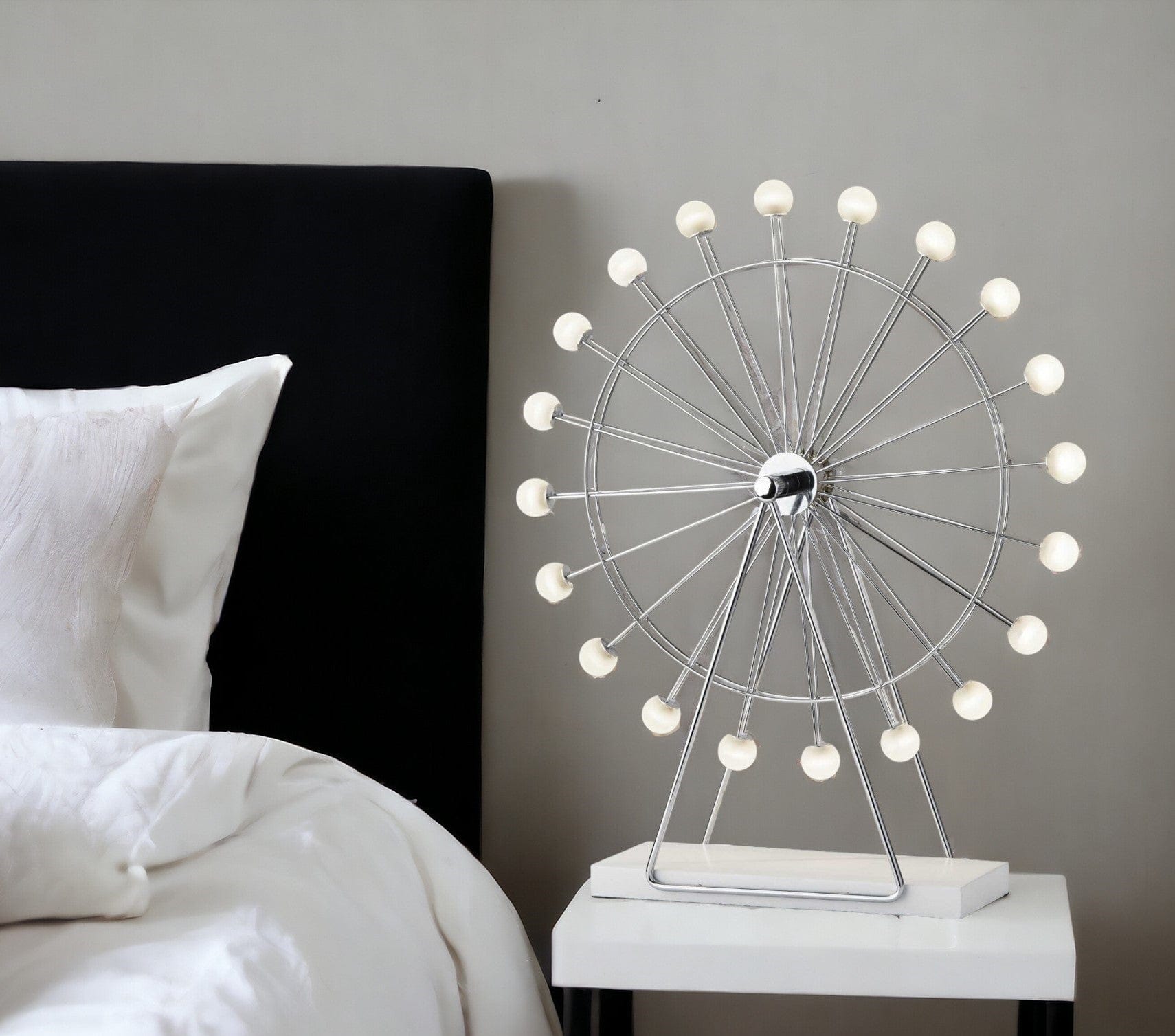 22" Off White Metal Multi Light Bedside LED Table Lamp With Off White Globe Shade - Homeroots - Flyclothing LLC